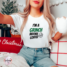 Load image into Gallery viewer, I&#39;m A Grinch Before Coffee T-Shirt
