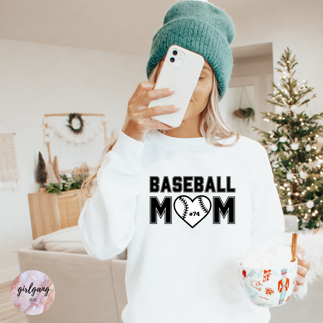 Baseball Mom Custom Number Long Sleeve